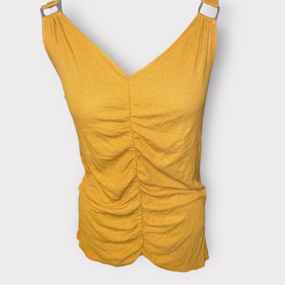 Daytrip Yellow Tank Top with Ruched Detail